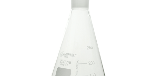 FRASCO ERLENMEYER DE VIDRO COM ROLHA DE VIDRO